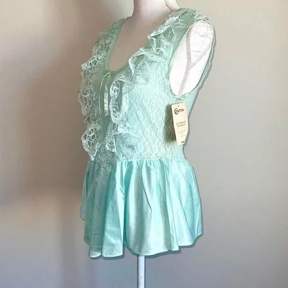 Vintage Pastel Aqua Cinema Etoile Mini Babydoll Top